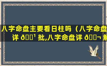 八字命盘主要看日柱吗（八字命盘详 🌹 批,八字命盘详 🐬 解）